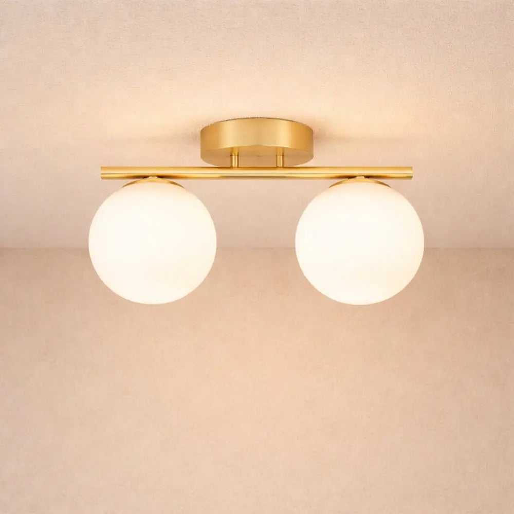Lampe Plafonnier Led - Duo Laiton Opalin | Dorvëa - | Delvanie