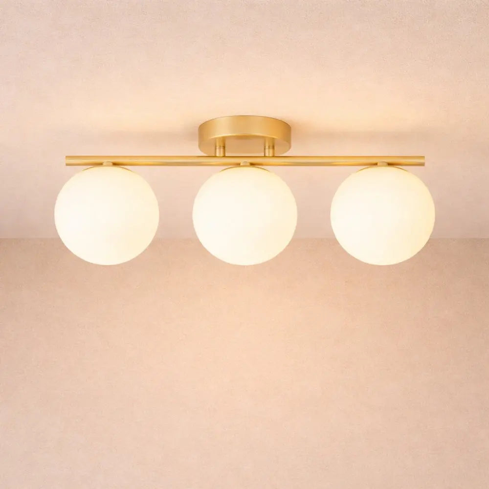 Lampe Plafonnier Led - Duo Laiton Opalin | Dorvëa - | Delvanie