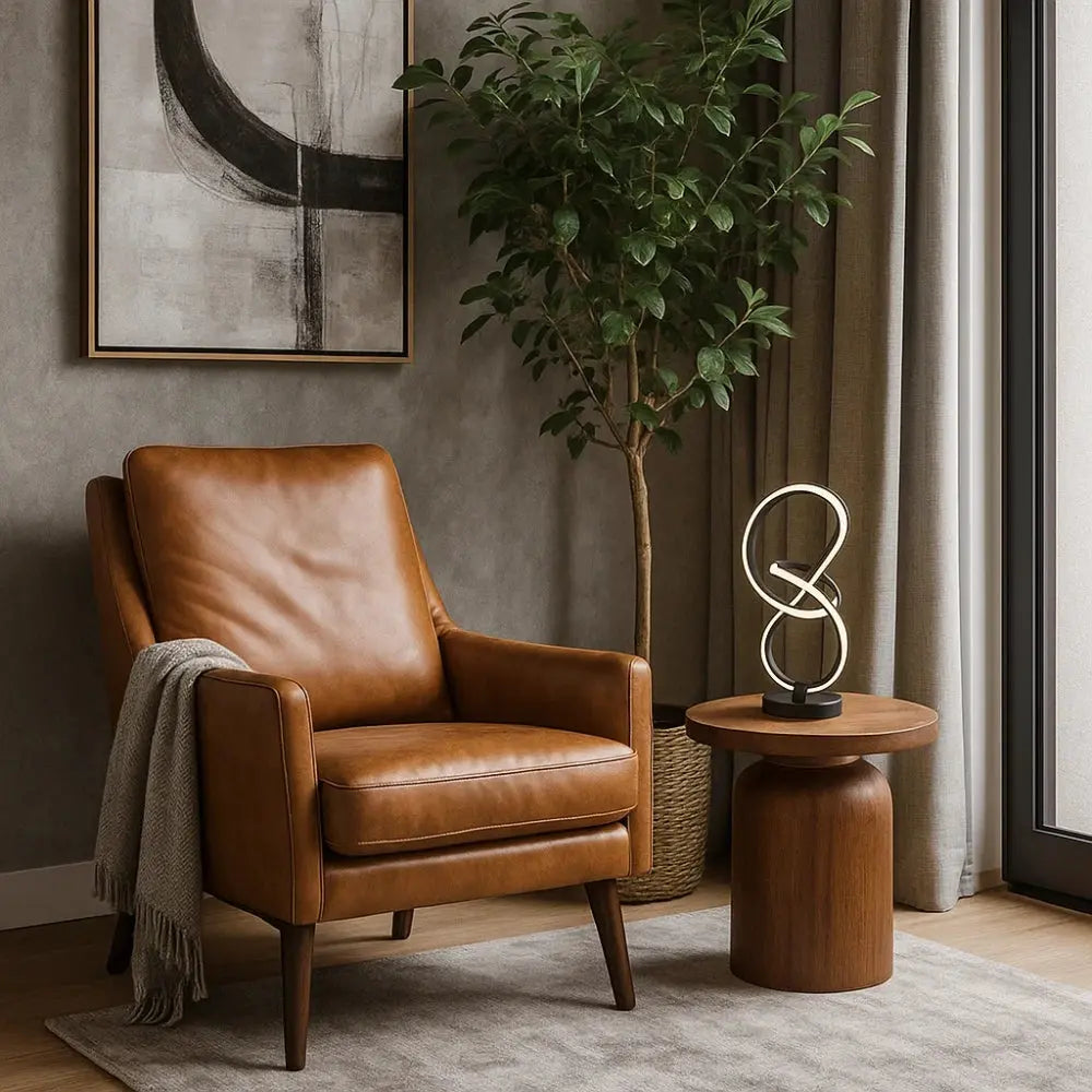 Lampe De Table Led - Boucle Sculpturale Apaisante | Enlacia - | Delvanie