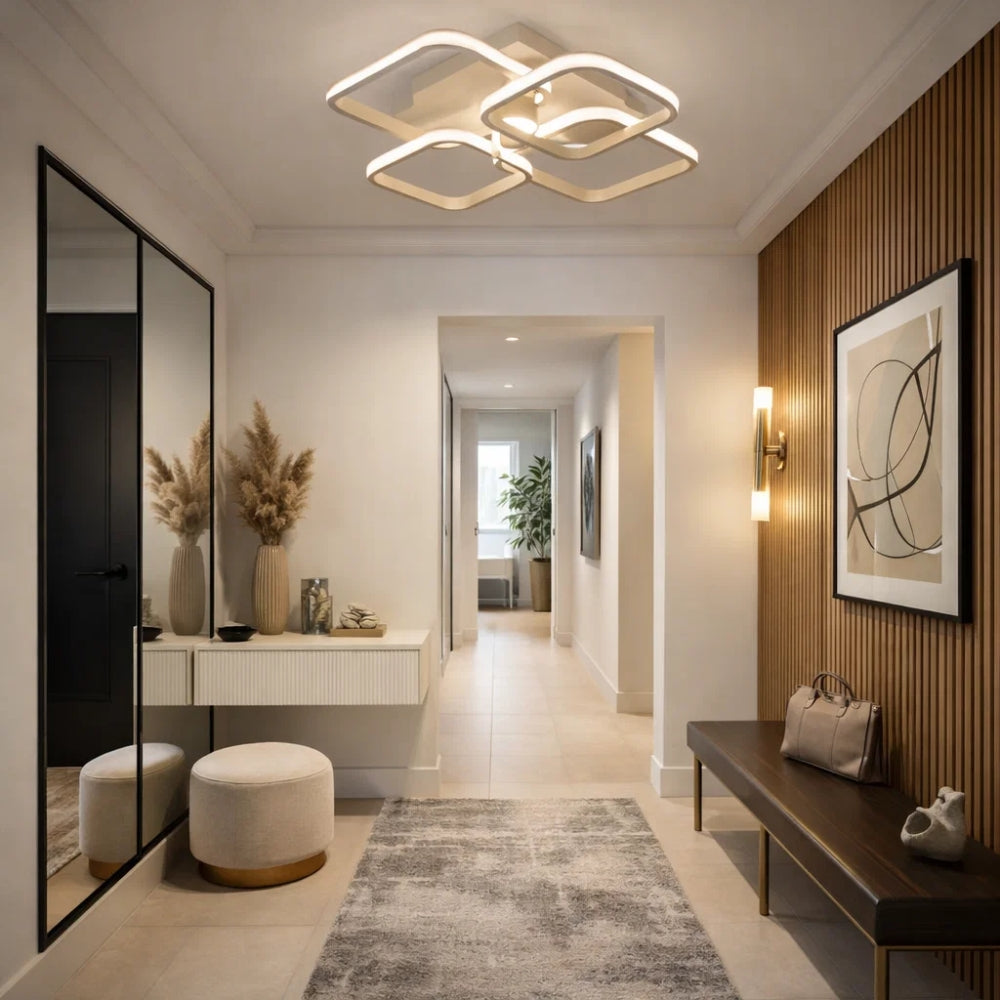 Plafonnier LED Carré - Halo Géométrique Contemporain | Zelyor - | Delvanie