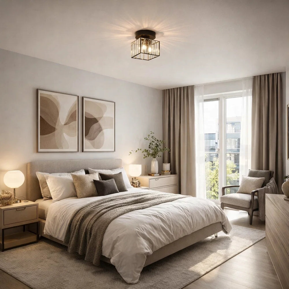 Plafonnier en Verre - Éclat Cristal Noir | Lyressa - | Delvanie