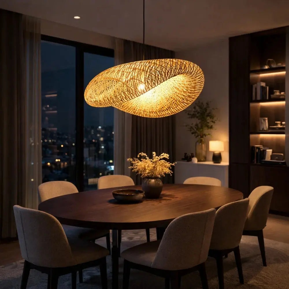 Suspension Luminaire Bambou - Halo Bambou Tressé | Nayori - | Delvanie