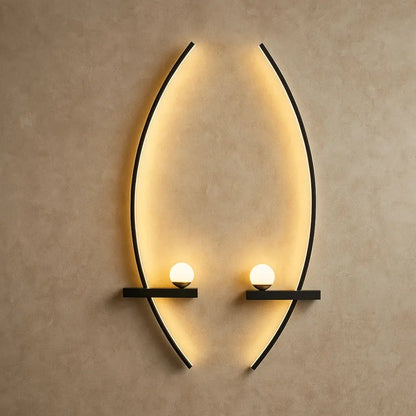 Applique Murale Led - Rayures Lumineuses Modernes | Raylume - Blanc chaud (sans RC) / Noir (G-D) | 55cm |   Delvanie