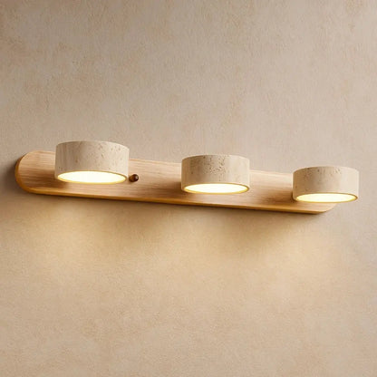 Applique Murale Travertin - Équilibre subtil | Solveta - Bois / 3 Lumières: Ø 51 cm × H 6 cm |   Delvanie