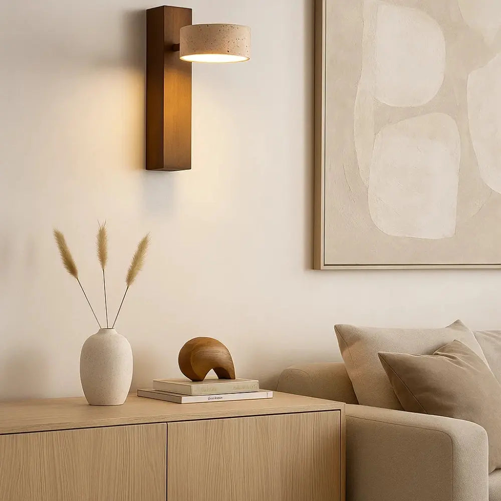 Applique Interieur Murale - Lueur Travertin Naturelle | Travelya -  |   Delvanie