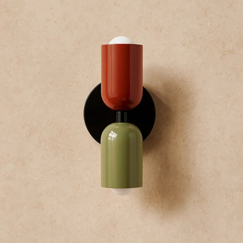 Applique Murale Colorée - Macaron Nordik | Luméo - Noir Vert Rouge / Blanc chaud (2700-3500K) |   Delvanie