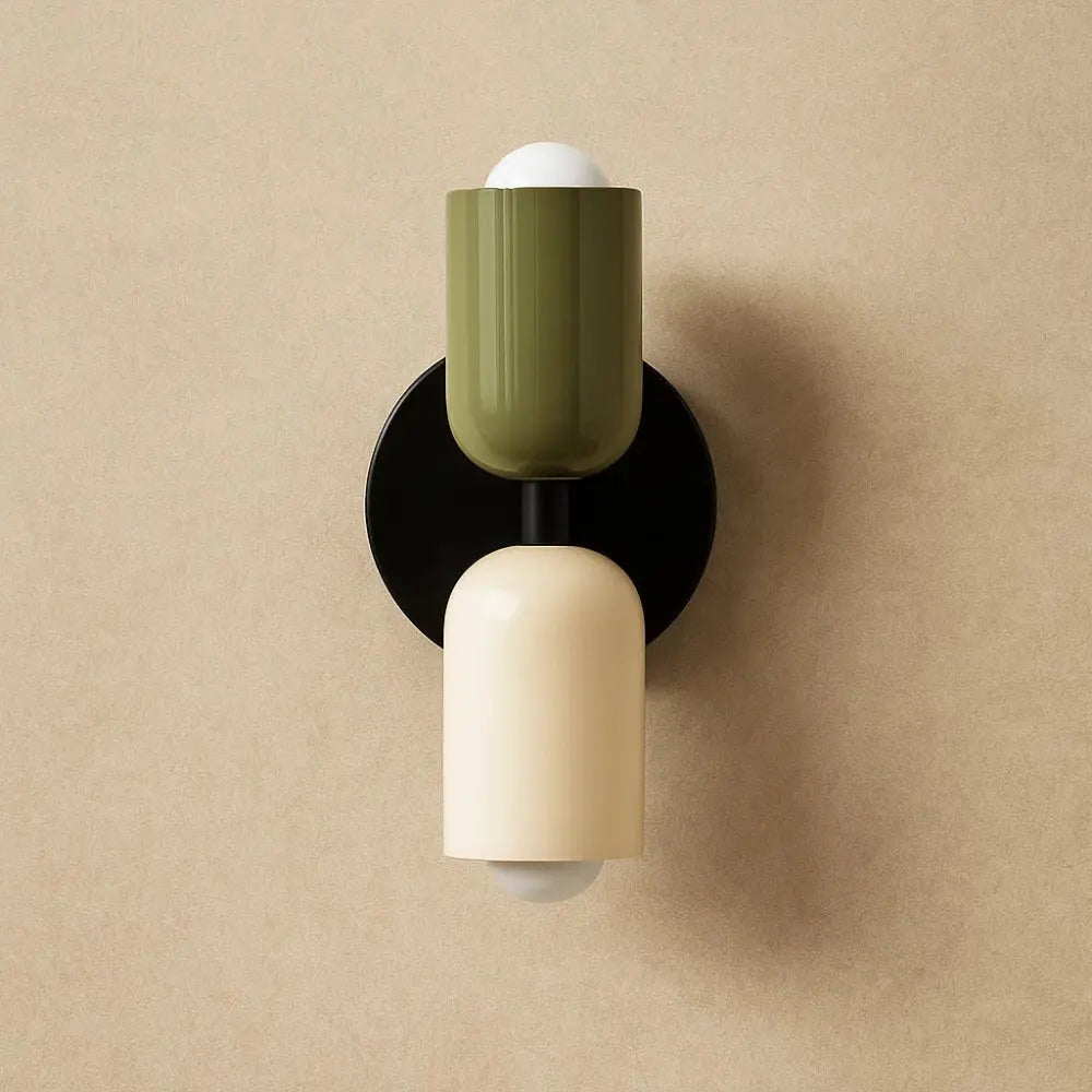 Applique Murale Colorée - Macaron Nordik | Luméo - Noir Blanc Vert / Blanc chaud (2700-3500K) |   Delvanie