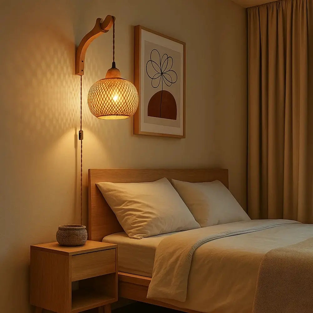 Applique Murale Bambou - Lanterne Tressée Naturelle | Bamora -  |   Delvanie