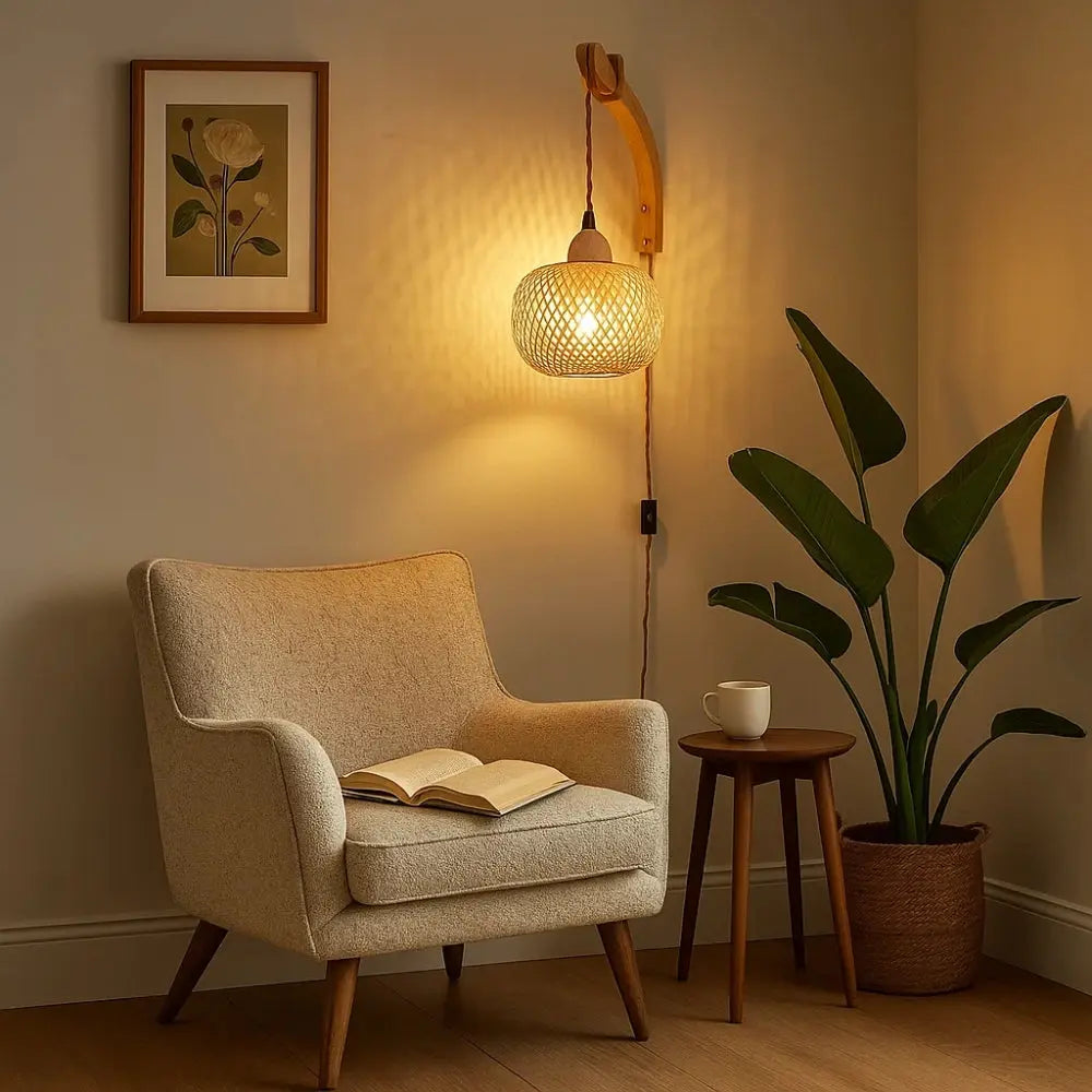 Applique Murale Bambou - Lanterne Tressée Naturelle | Bamora -  |   Delvanie