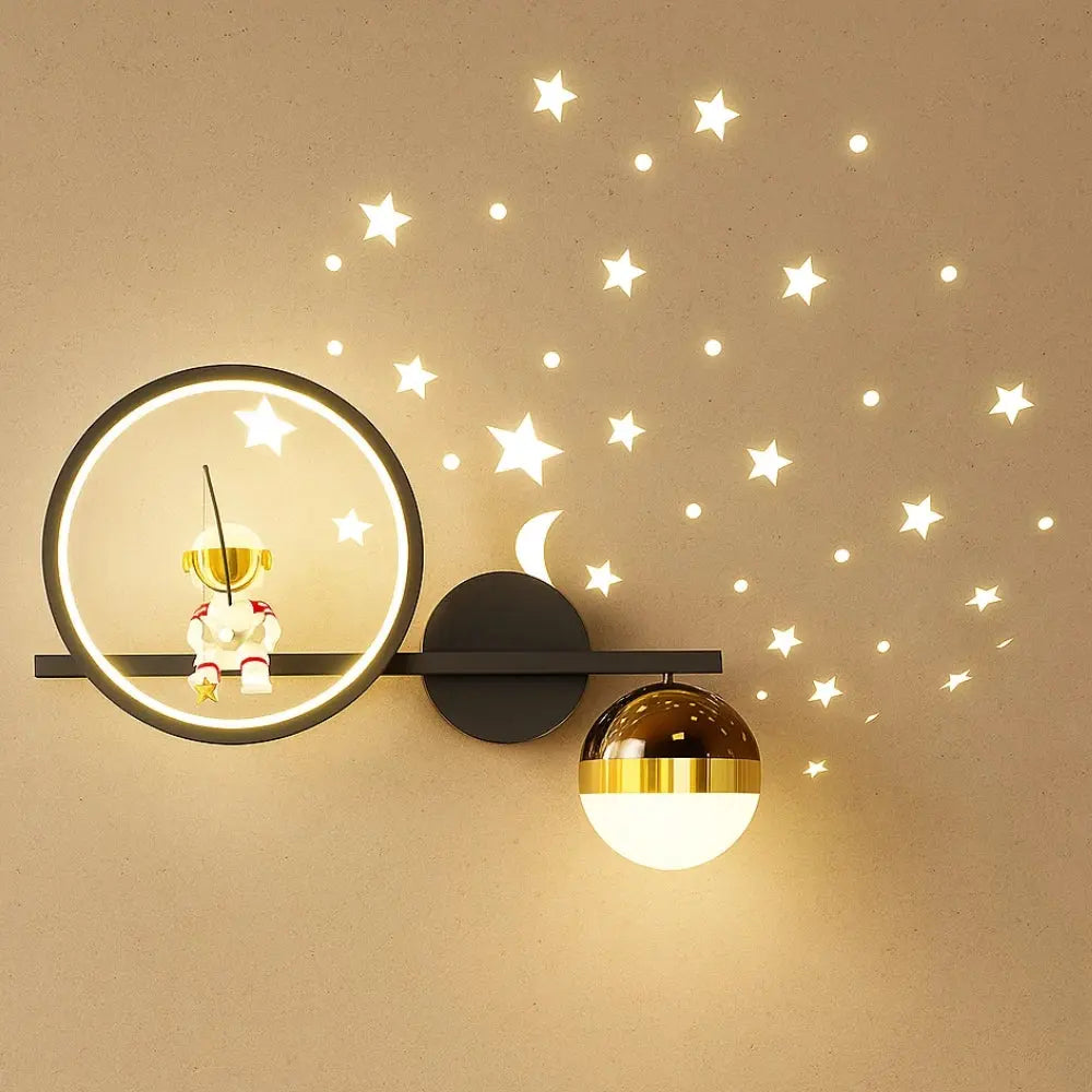 Applique Murale Chambre - Lueur Astrale | NightGlow - Noir / Gauche |   Delvanie