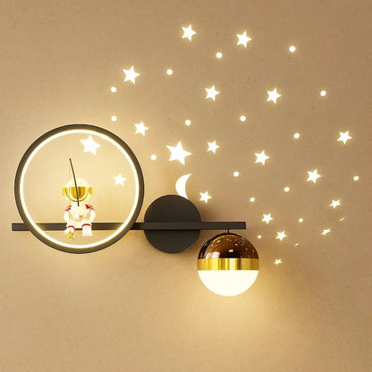 Applique Murale Chambre - Lueur Astrale | NightGlow - Noir / Gauche |   Delvanie