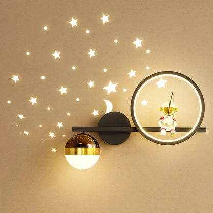 Applique Murale Chambre - Lueur Astrale | NightGlow - Noir / Droite |   Delvanie