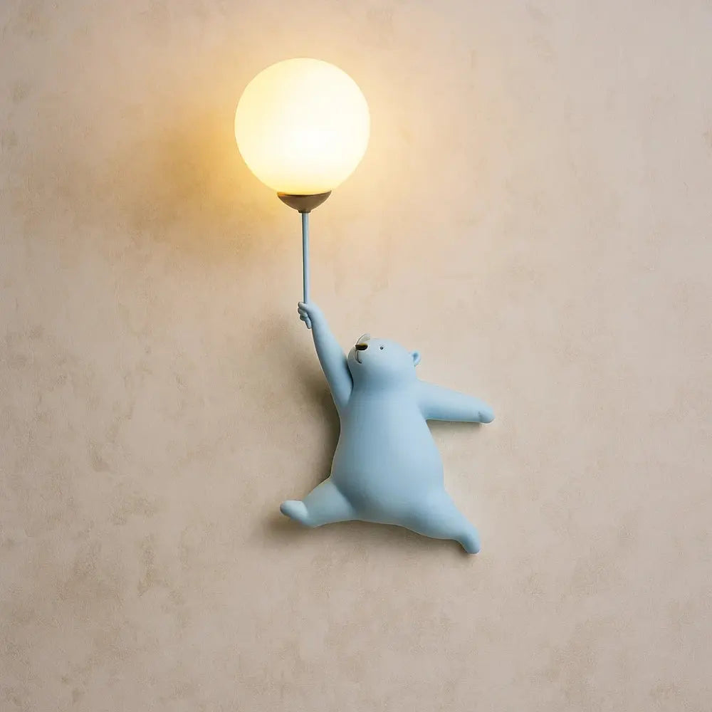 Applique Murale Enfant - Rêve de Lune | Softlight - Devant Ours Bleu |   Delvanie
