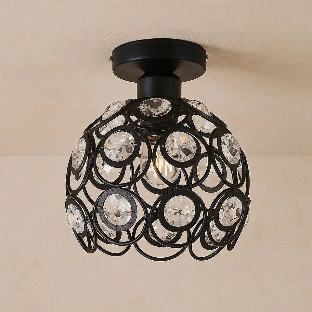 Suspension Luminaire en Verre - Design Raffiné | CrystalGlow - Noir |   Delvanie