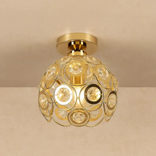 Suspension Luminaire en Verre - Design Raffiné | CrystalGlow - Doré |   Delvanie