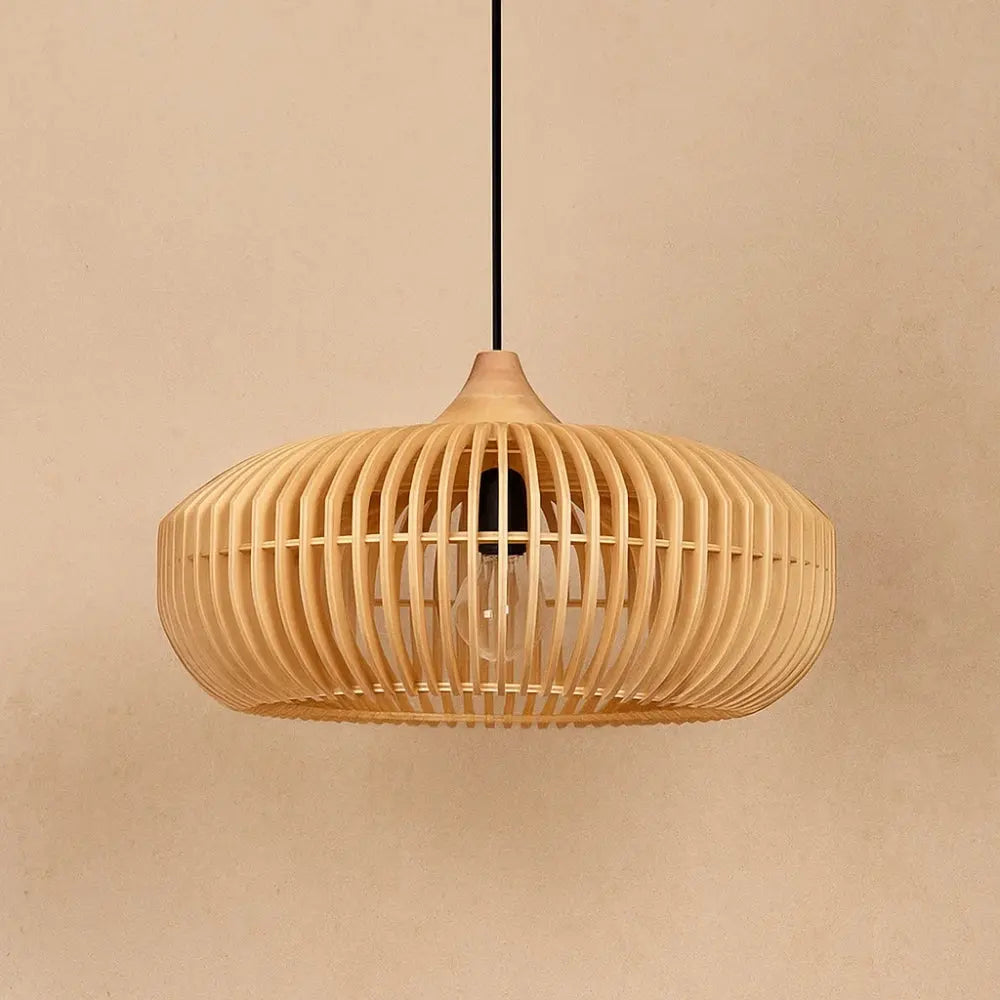 Suspension Luminaire Bois - Charme Zen | Japandi - Ø 55cm |   Delvanie