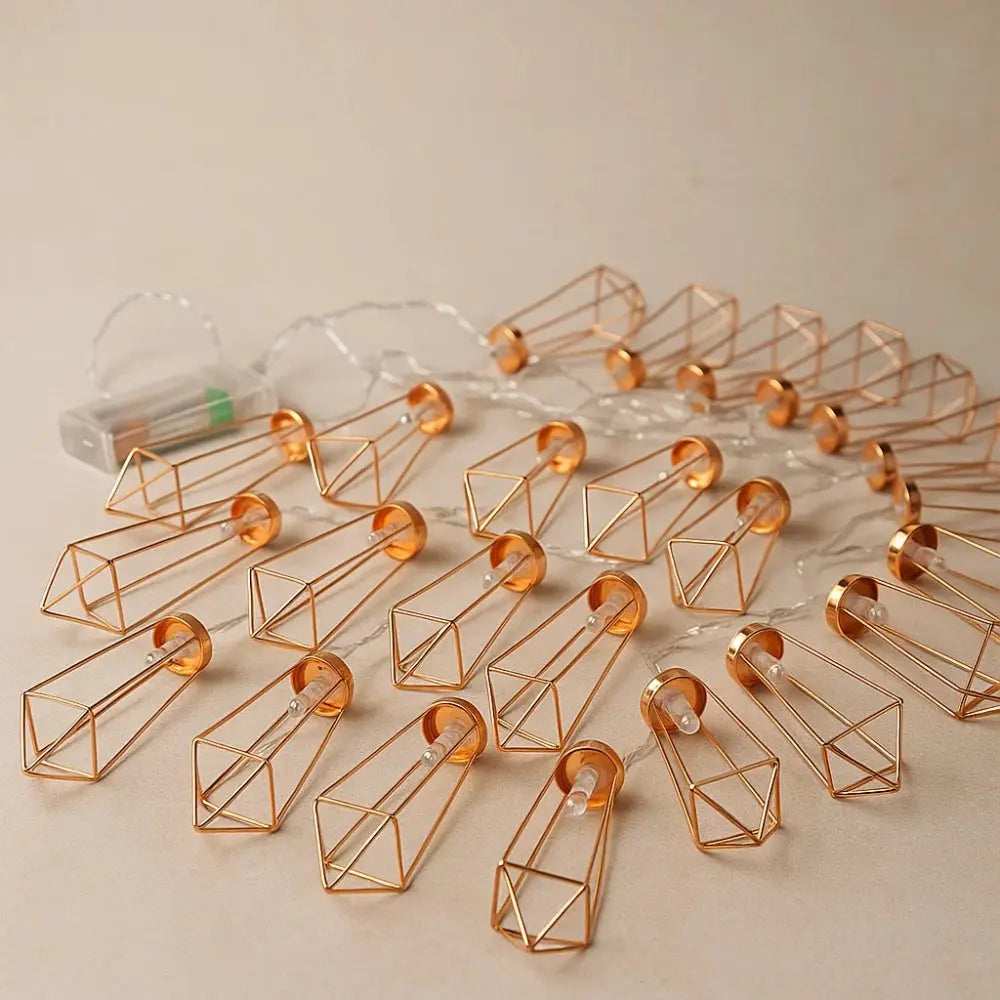 Guirlande Lumineuse - Géométrie Cuivrée | Elvoria - 3M / 20 LED / USB |   Delvanie