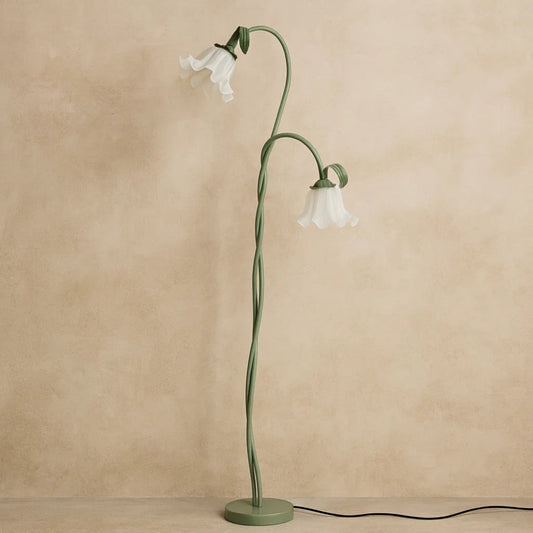 Lampadaire Fleur - Bouquet Calla Lumineux | Florélys - 2 têtes Ø 20cm x H 170cm / Lumière 3 couleurs |   Delvanie