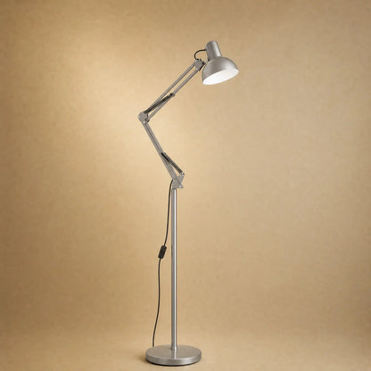 Lampadaire liseuse à bras articulé, coloris argent brossé | Delvanie