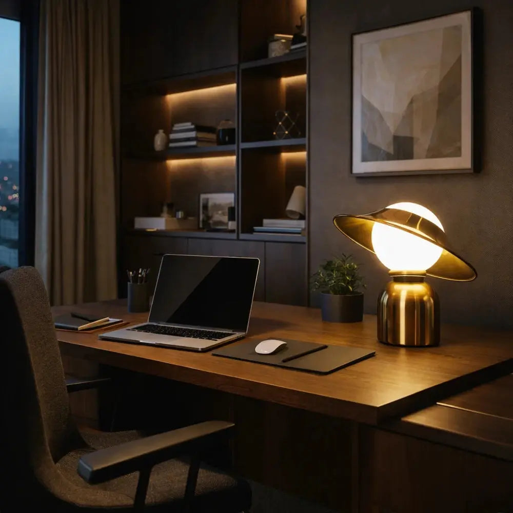 Lampe Champignon Vintage - Dôme doré lumineux | Mycaria -  |   Delvanie