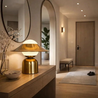 Lampe Champignon Vintage - Dôme doré lumineux | Mycaria -  |   Delvanie