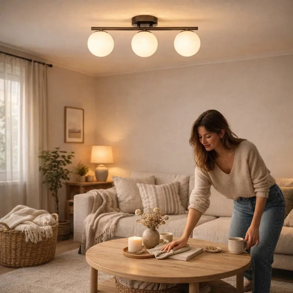 Lampe Plafonnier Led - Duo Laiton Opalin | Dorvëa -  |   Delvanie