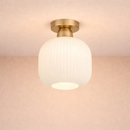 Lampe Plafonnier Led - Verre Plissé Doré | Auréline -  |   Delvanie