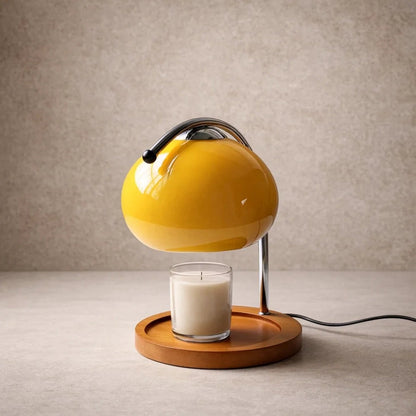 Lampe de Chevet Moderne - Verre Bois Japandi | Yunari - Jaune / D22*H30cm |   Delvanie