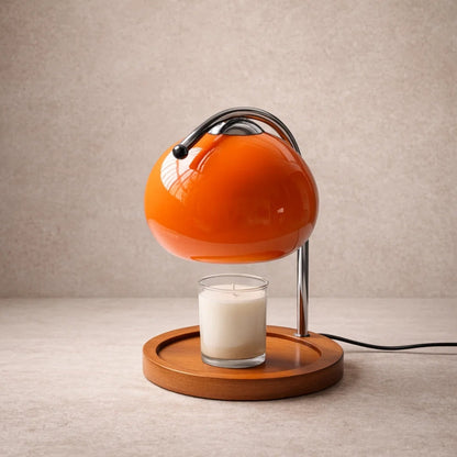 Lampe de Chevet Moderne - Verre Bois Japandi | Yunari - Orange / D22*H30cm |   Delvanie