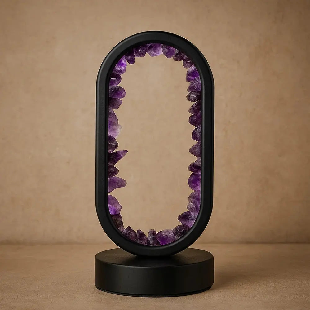 Lampe Cristal - Sérénité Améthyste | Auralight - Améthyste brute noire |   Delvanie