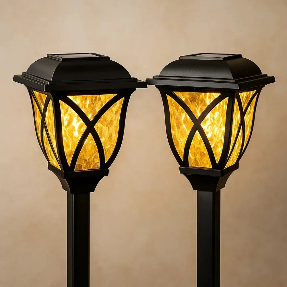 Lampe Solaire Extérieur - Lueur d'Or | Solara - Lumières chaudes | 2 PCS |   Delvanie