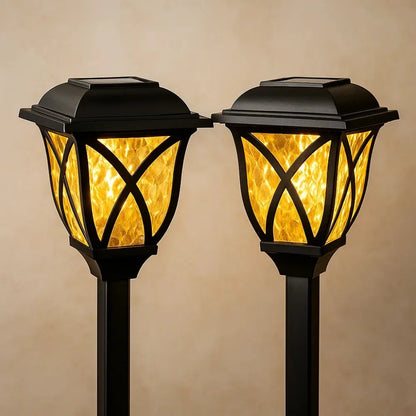 Lampe Solaire Extérieur - Lueur d'Or | Solara - Lumières chaudes | 2 PCS |   Delvanie