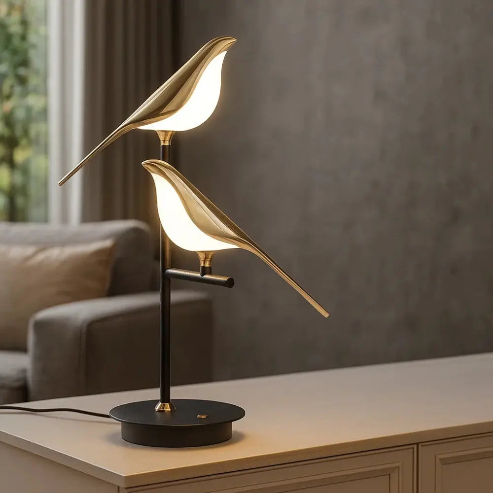 Lampe De Bureau Led - Oiseau Doré Sculptural | Aureplume -  |   Delvanie