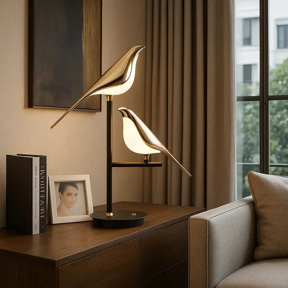 Lampe De Bureau Led - Oiseau Doré Sculptural | Aureplume -  |   Delvanie