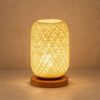 Lampe De Chevet En Rotin - Tressage Bohème Naturel | Rotelya - Blanc cassé / Blanc froid |   Delvanie