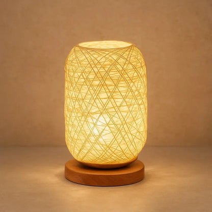Lampe De Chevet En Rotin - Tressage Bohème Naturel | Rotelya - Blanc cassé / Blanc froid |   Delvanie