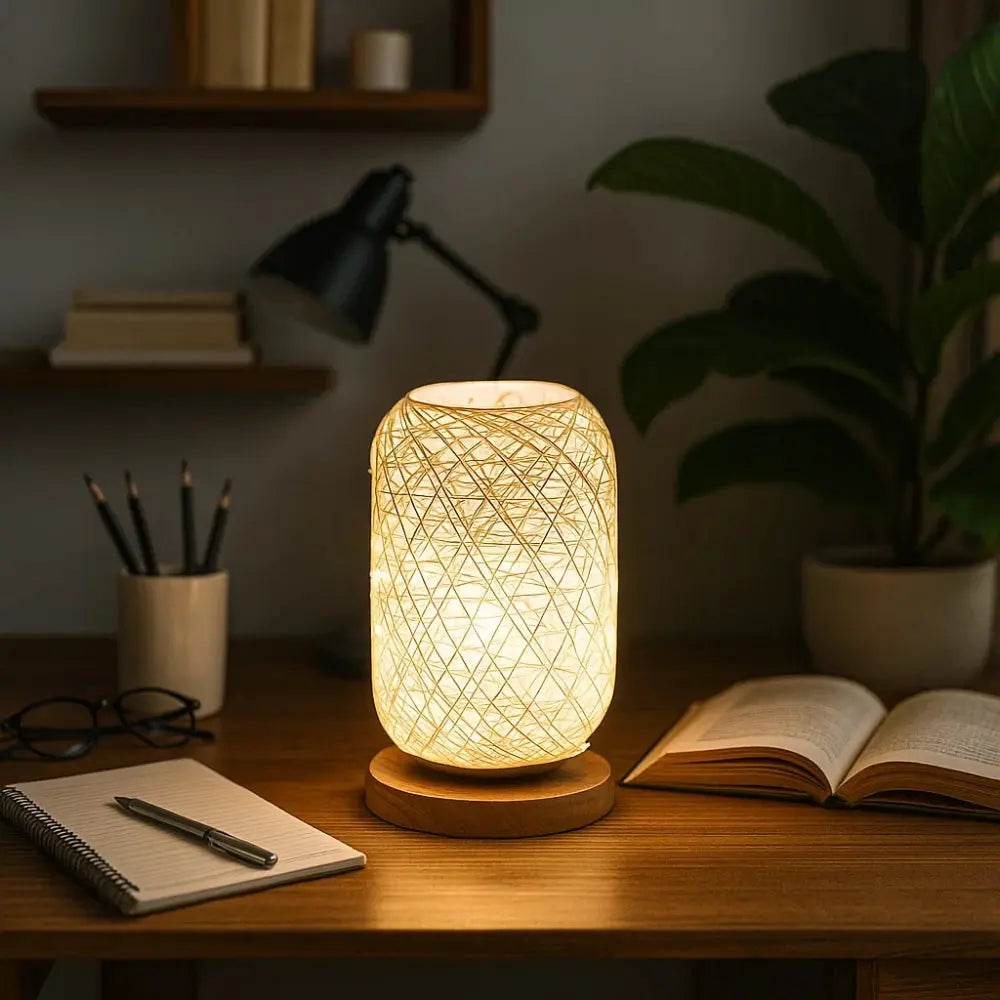 Lampe De Chevet En Rotin - Tressage Bohème Naturel | Rotelya -  |   Delvanie