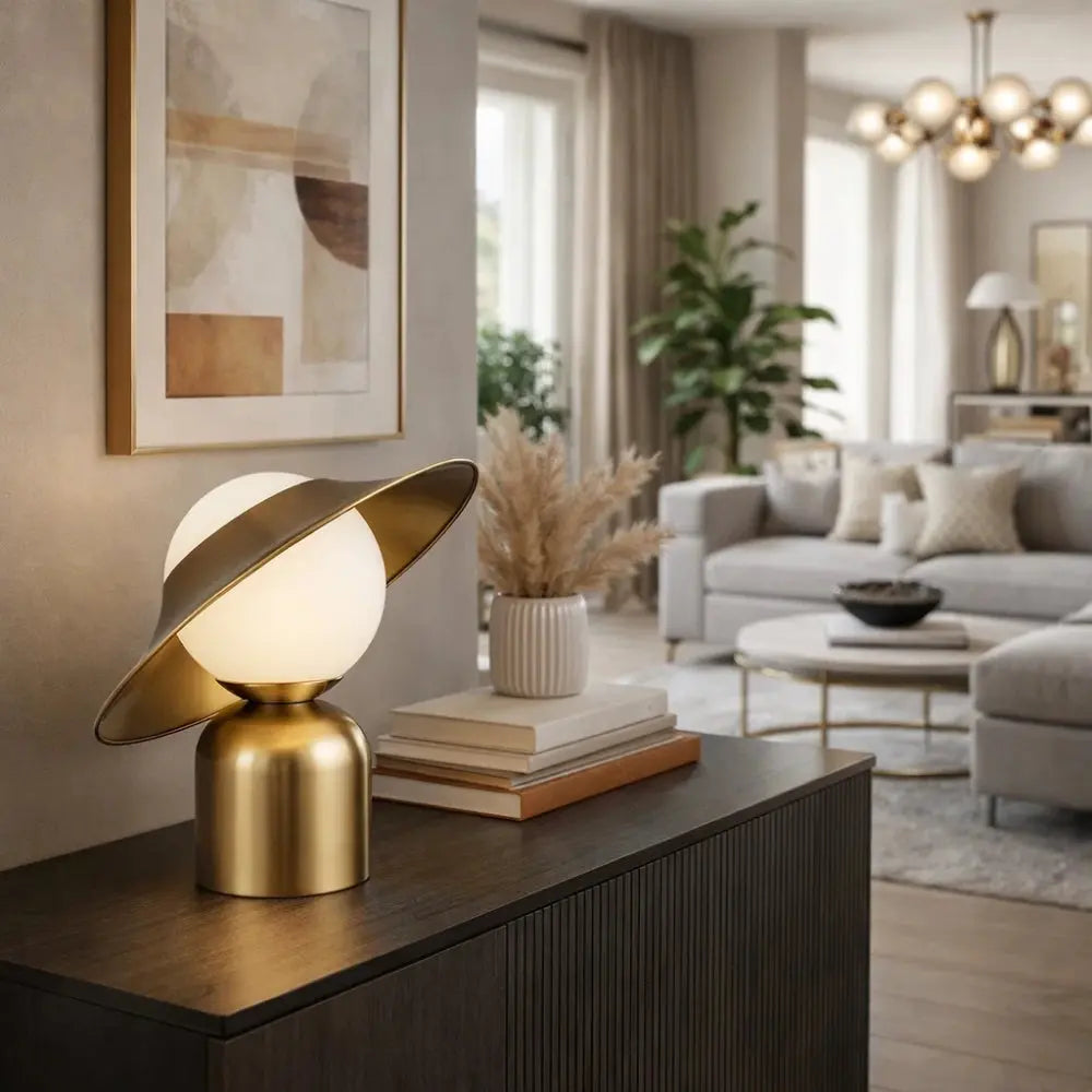 Vintage Champignonlamp - Gouden verlichte Dôme | Mycaria