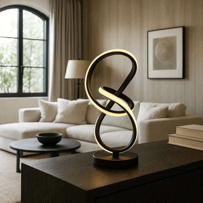 Lampe De Table Led - Boucle Sculpturale Apaisante | Enlacia -  |   Delvanie