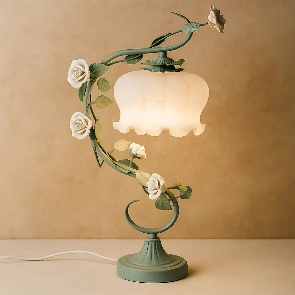 Lampe de Table - Charme Floral | Roselux - Vert |   Delvanie