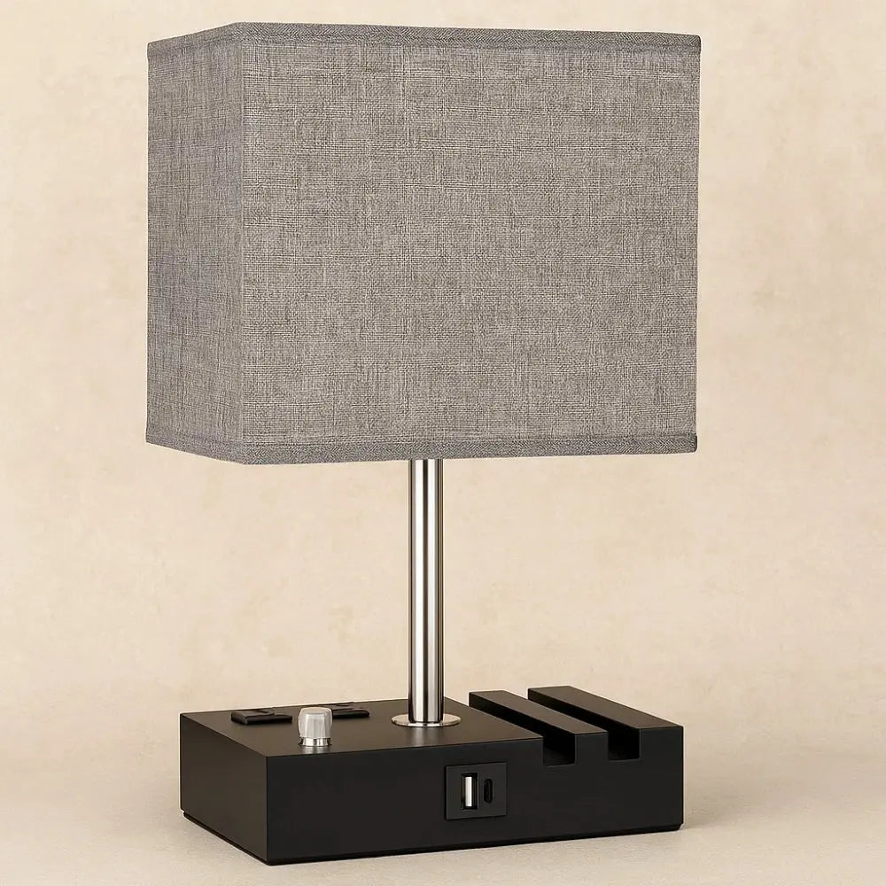 Lampe de Chevet Design - Lueur Chic | Vistara - Gris |   Delvanie
