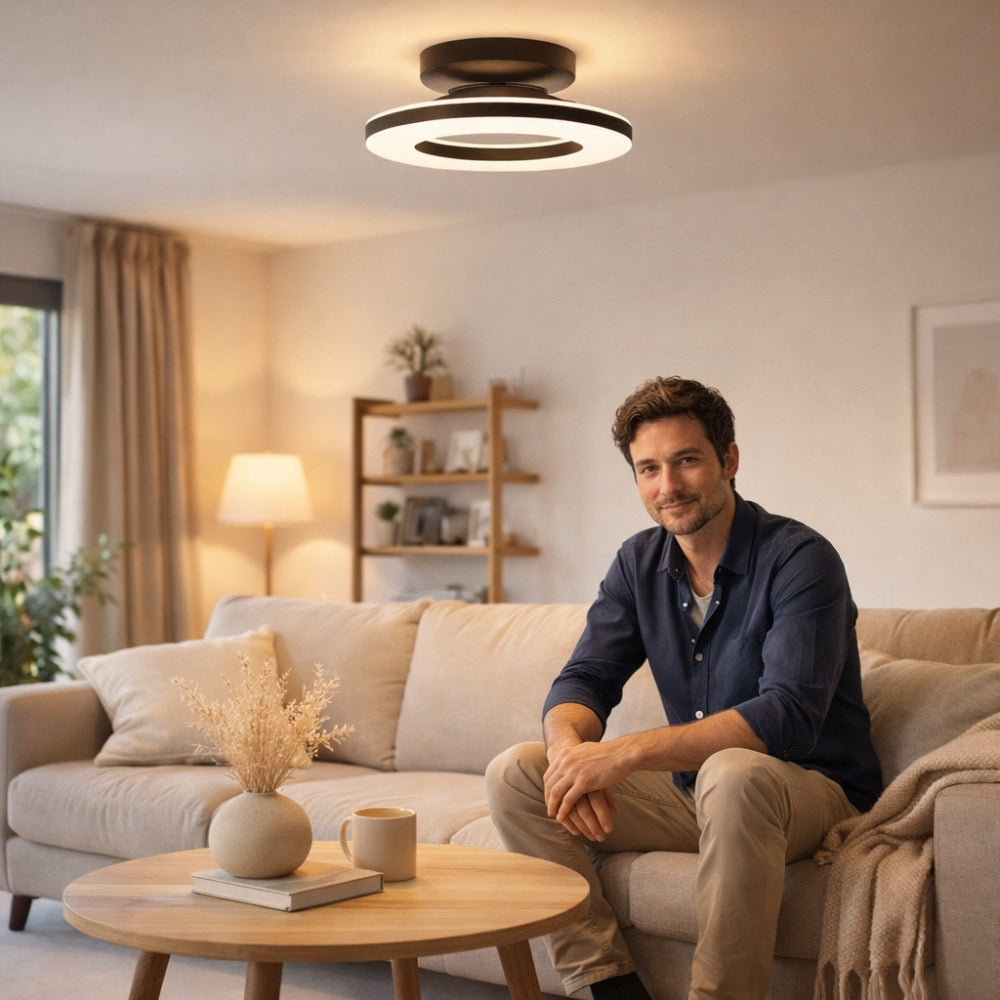 Lumière Plafond - Anneau Doré Flottant | Lyséa