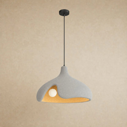 Suspension galet sablé gris clair effet pierre pour îlot de cuisine, Ø 40 cm | Delvanie
