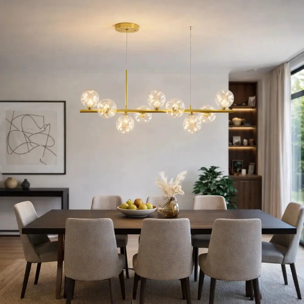 Luminaire Suspension Salle à Manger - Halo Linéaire Élégant | Aurelyn -  |   Delvanie