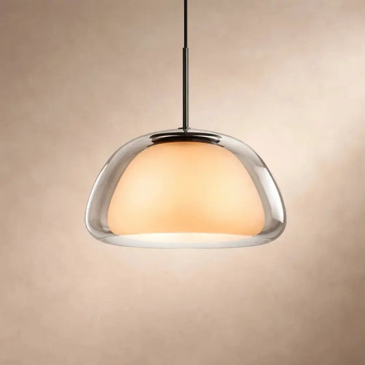 Luminaire Suspension Verre - Dôme Verre Givré | Elvarya -  |   Delvanie
