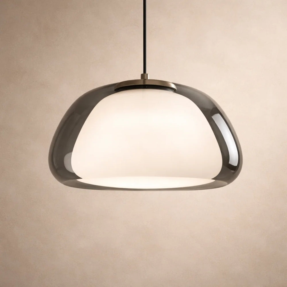 Luminaire Suspension Verre - Dôme Verre Givré | Elvarya -  |   Delvanie