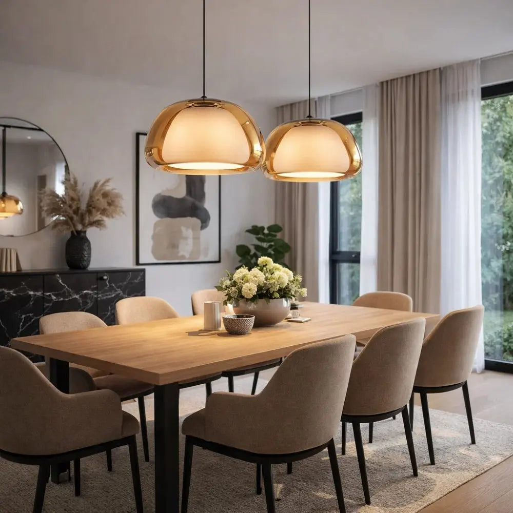 Luminaire Suspension Verre - Dôme Verre Givré | Elvarya -  |   Delvanie