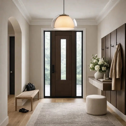 Luminaire Suspension Verre - Dôme Verre Givré | Elvarya -  |   Delvanie