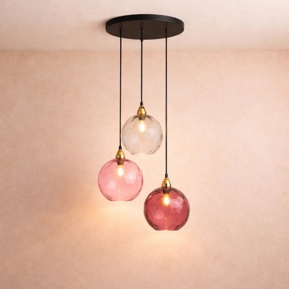 Luminaire Suspension Verre - Sphères Colorées | Calyvero -  |   Delvanie