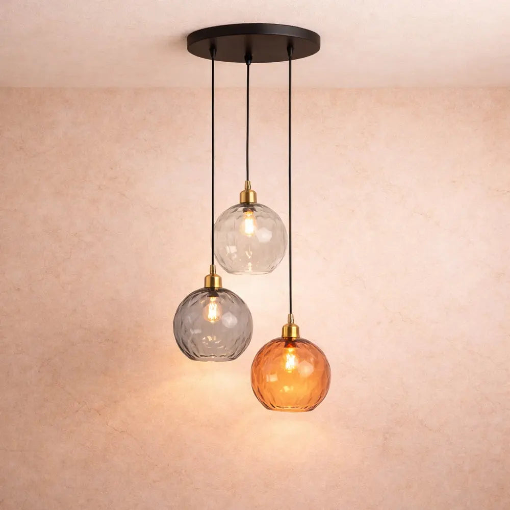 Luminaire Suspension Verre - Sphères Colorées | Calyvero -  |   Delvanie